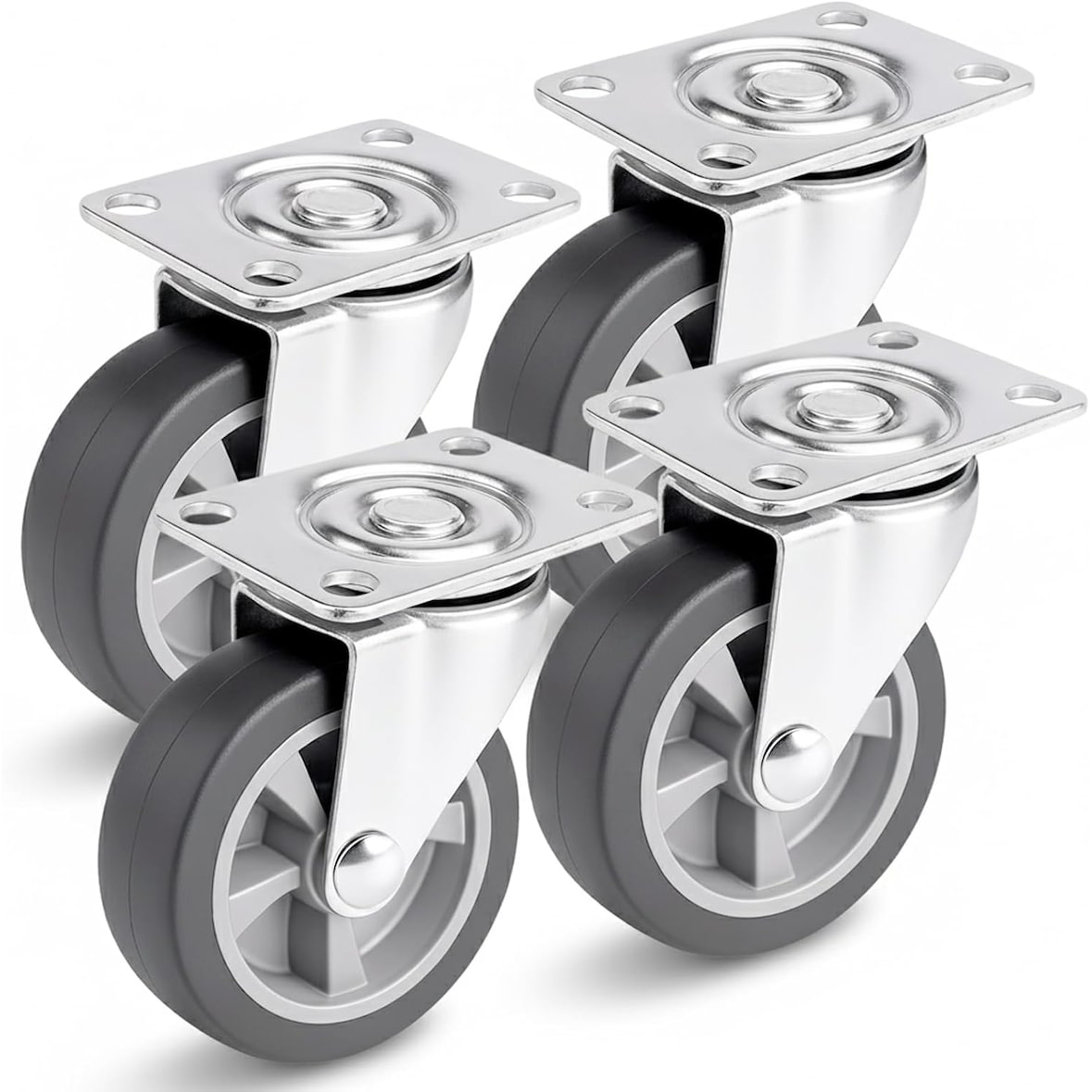 PRIOstahl Lenkrollen 4 x Graue Rollen 50mm Möbelrollen Laufrollen drehbar für Möbel Bettkasten