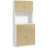 thumbnail of Alacena de cocina armario de cocina con puertas cajón y estantes ajustables antivuelco para comedor salón 80x40x180 cm natural y blanco