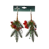 thumbnail of Künstliche Zweige mit Clip 23cm mit Blumen 2er Set Grün / Rot