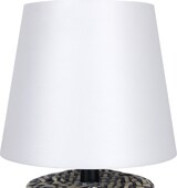 thumbnail of SalesFever Tischleuchte mit LED-Akku | Gestell Palmblatt, Gummibaum / Schirm Metall | B 11 x T 11 x H 29 cm | Schwarz – Weiß