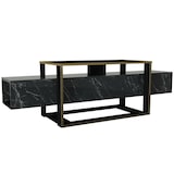 thumbnail of Dmora Fernsehschrank Dgiacint, Ständer für Wohnzimmerfernseher, Niedriges Wohnzimmer-Sideboard, TV-Ständerbasis, 160x46h50 cm, Schwarz und Gold
