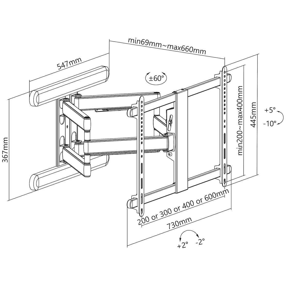 InLine® 23118W InLine® Premium Aluminium Wandhalterung, für Flach-TV (37-80"), max. 70kg, weiß