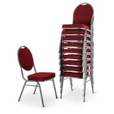 thumbnail of Stapelstuhl 10er-Set, Bankettstuhl stapelbar & gepolstert, Silber/Rot, robust, mit stabilem Stahlrahmen | Raburg Vienna