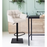 thumbnail of Conjunto de 2 bancos de bar Cobertura em tecido Damaso preto/branco