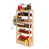 thumbnail of PROREGAL Getränkekistenregal SPREEWALD HxBxT 163x70x33cm 1 Ebene für Kisten + 5 Ablagen Massives Kiefernholz Natur Getränkekistenständer