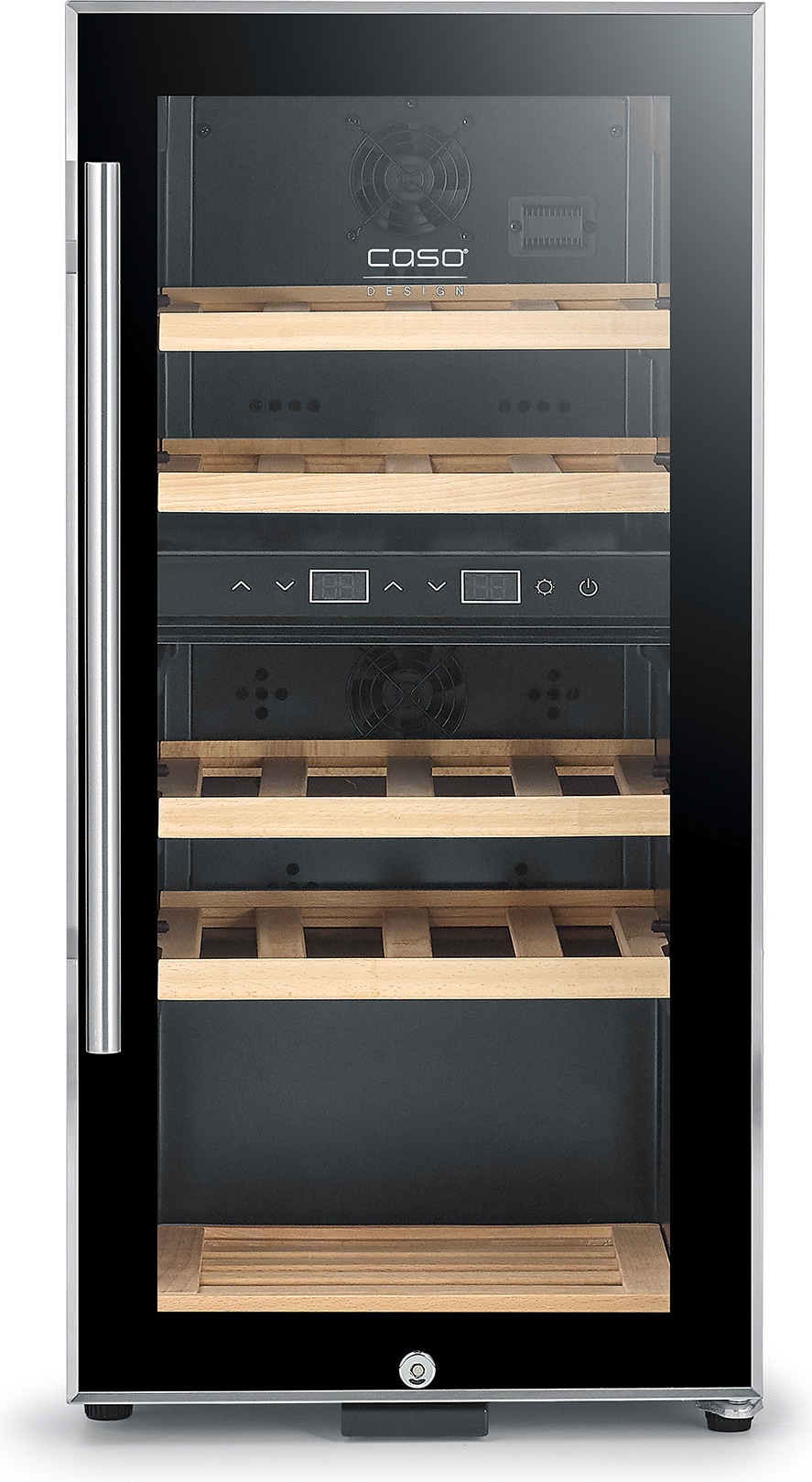 CASO WineComfort 24 black - Design Weinkühlshrank mit zwei getrennten Temperaturzonen