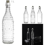 thumbnail of Bottiglia in vetro con tappo a vite da 1 litro – Bottiglia d'acqua con motivo a coste – Trasparente