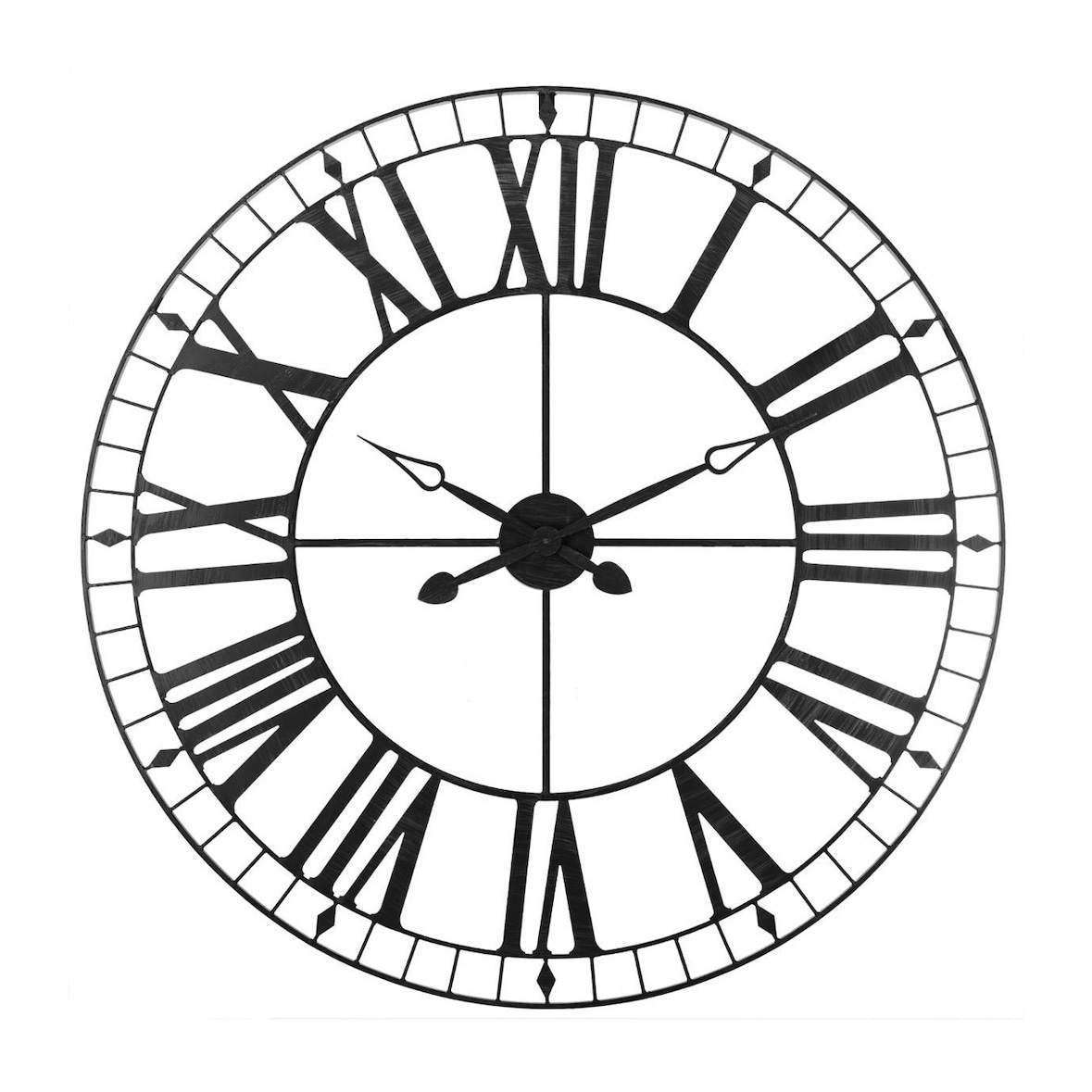 Grande Pendule murale métal rétro et vintage Noir D 88 cm