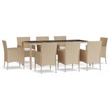 thumbnail of vidaXL 9-tlg. Garten-Essgruppe mit Kissen Beige Poly Rattan