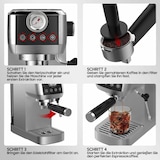 thumbnail of Espressomaschine mit Manometer, halbautomatisch, 20 Bar, Edelstahlgehäuse, 51 mm Filter, 10 mm Milchschaumdüse, Tassenwärmer, Touch-Bedienung