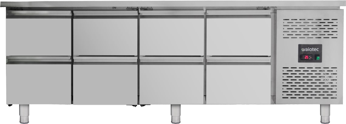 vaiotec Kühltisch / 8 Schubladen - Monoblock, 2230 x 700 mm