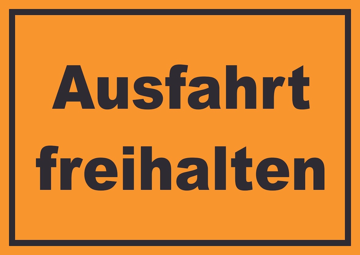 Ausfahrt freihalten Schild schwarz-orange A5 Rückseite selbstklebend