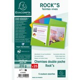 thumbnail of Exacompta - Réf. 415000E - Carton de 250 chemises double poche ROCK''S 210 g/m² - dim 24 x 32 cm pour format A4 - 5 couleurs