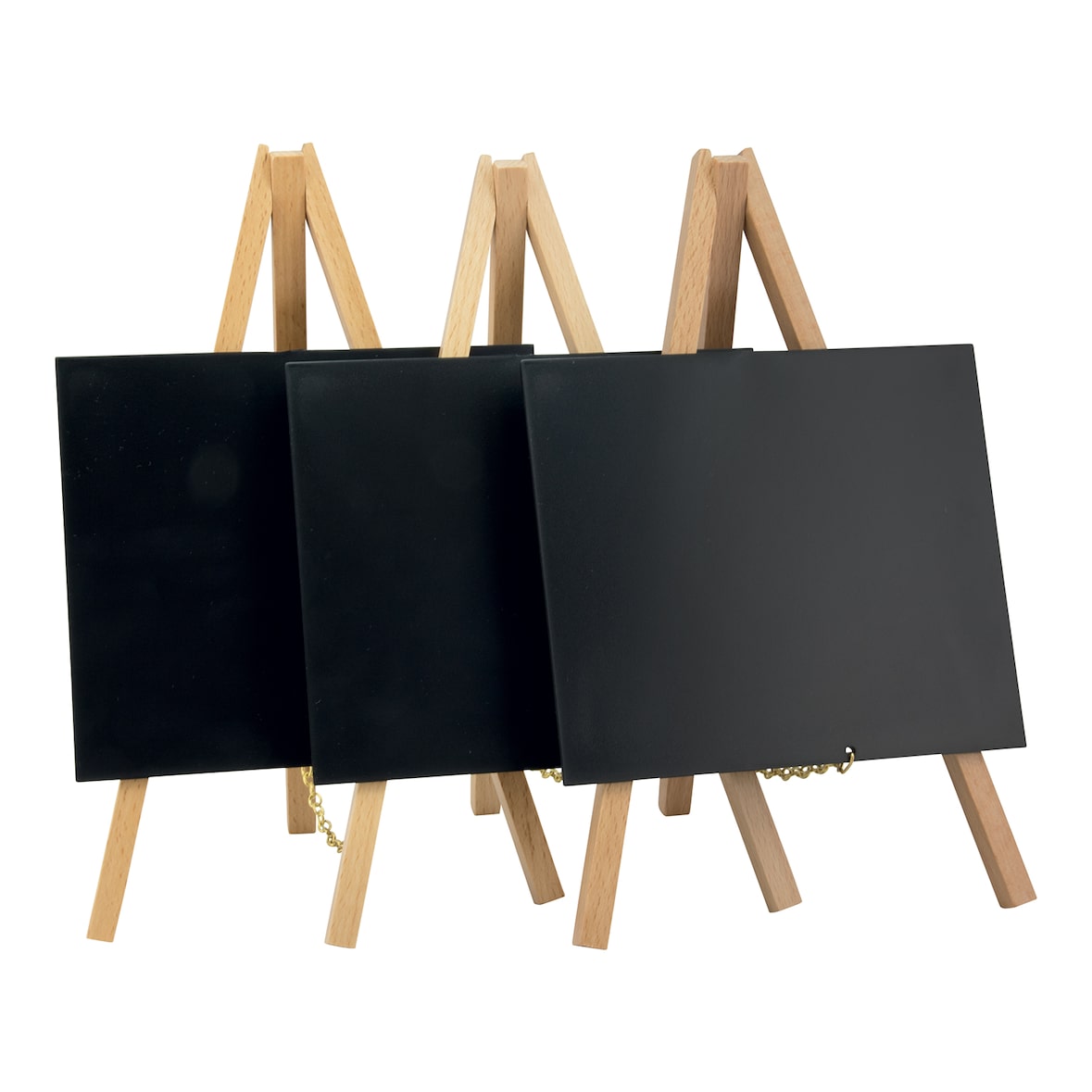 Securit® Lot de 3 Mini Ardoises de table sur chevalets - Bois finition hêtre laqué