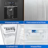 thumbnail of Exquisit Side by Side SBS520-CF-040E inoxlook-az | 513 L Volumen | Side by Side Kühlschrank mit Eiswürfelspender | Wassertank | Kühlschrank schwarz