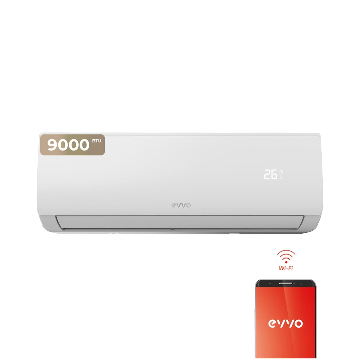 EVVO Aire acondicionado Split CLIMA WiFi Refrigeración y Calefacción, Conectividad WIFI, Motor Inverter, 9.000 BTU