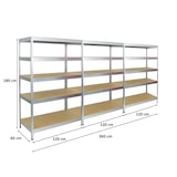 thumbnail of PROREGAL Mega Deal 3er-Set Schwerlastregal Rivet | HxBxT 180x120x60cm | Fachlast 250kg | Verzinkt | Innovatives Stecksystem, Lagerregal, Kellerregal