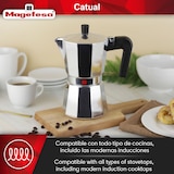thumbnail of Magefesa Catual - Cafetera Italiana Moka de 6 Tazas, de Aluminio Resistente y Ligero, Compatible con Todo Tipo de Cocinas, Incluida Inducción