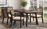 thumbnail of Esszimmerstuhl Samt & Gummibaumholz in Schwarz, 56x57x83 cm, mit PE-Rattan-Rückenlehne und Stellfüßen