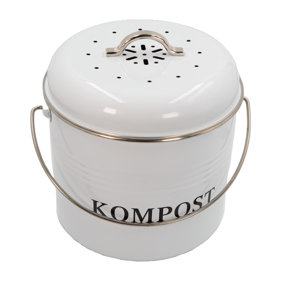 Intirilife Komposteimer Biomülleimer aus Eisen für die Küche - 21.5 x 19 x 20.5 cm - 3 Liter Behälter für Müll Bioabfall Kompost inkl. 2 Kohlefilter