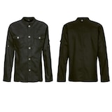 thumbnail of 227 - Kochjacke Westernstyle, langarm, Druckknöpfe : schwarz 65% Polyester 35%Baumwolle 220 g/m² M