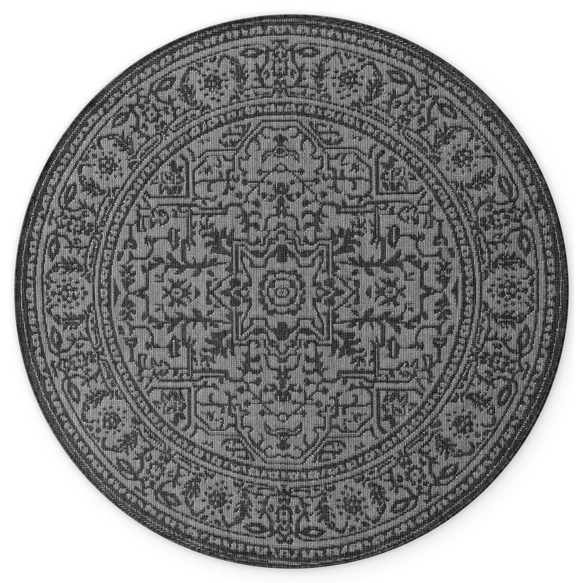 NYVI Teppich Duet - Ø 160 cm Rund - Schwarz Weiß Kona