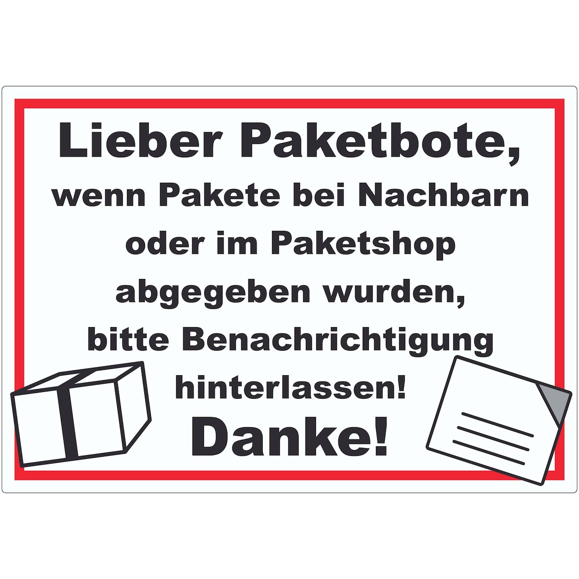 Wenn Pakete abgegeben Aufkleber A9 (37x52mm)