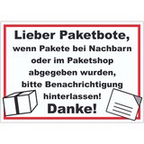 thumbnail of Wenn Pakete abgegeben Aufkleber A9 (37x52mm)
