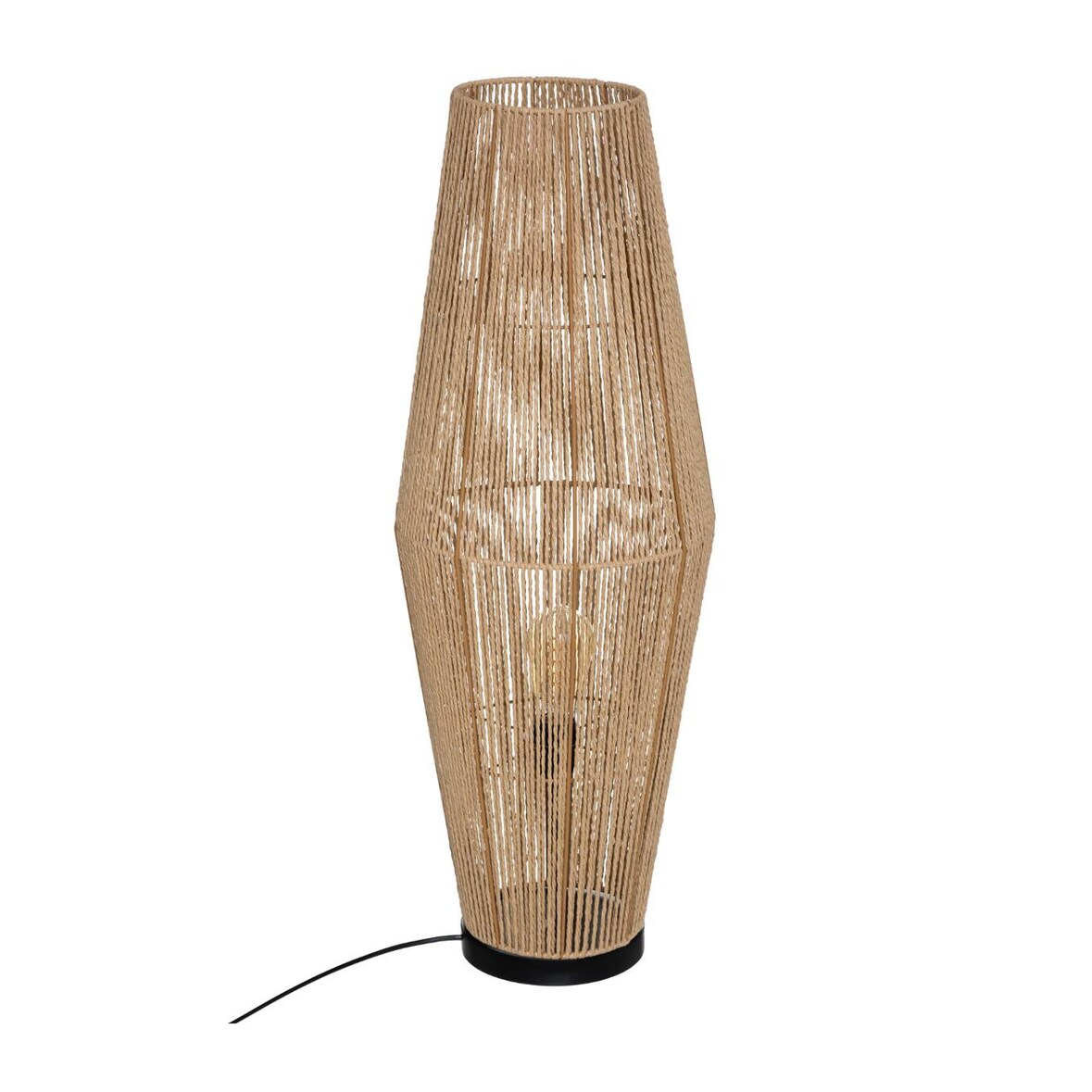 Atmosphera Aissa - Lámpara de Pie 30x30x83cm de Papel y Hierro en color Beige