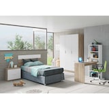 thumbnail of Scrivania Con Libreria Reversibile Scrittoio Scaffali Laterali Mobile Desk da Ufficio Soggiorno Sala Da Pranzo 120 x 144 x 53cm Colore Bianco e Rovere