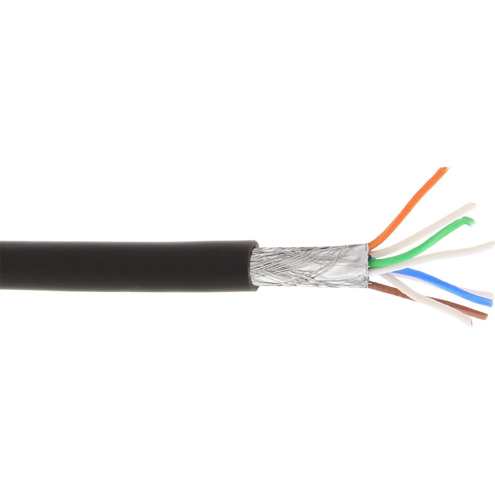 InLine® 76899S Patchkabel, S/FTP (PiMf), Cat.6A, 500MHz, halogenfrei, Kupfer, schwarz, 100m