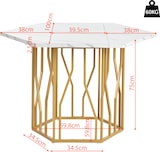 thumbnail of Esstisch sechseckig Weiß+Gold 116x100x75 cm MDF in Marmoroptik mit Stahlgestell, pflegeleichte Tischplatte, modernes Design