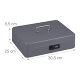 thumbnail of Relaxdays Geldkassette, 3-stellige Zahlenkombination, Münzeinsatz, Geldkasten Eisen, H x B x T: 8,5 x 30,5 x 25 cm, grau