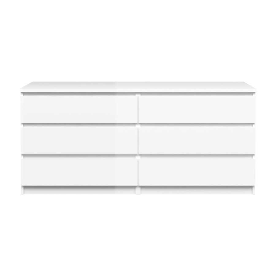 Nada Kommode 6 Schubladen weiss hochglanz.