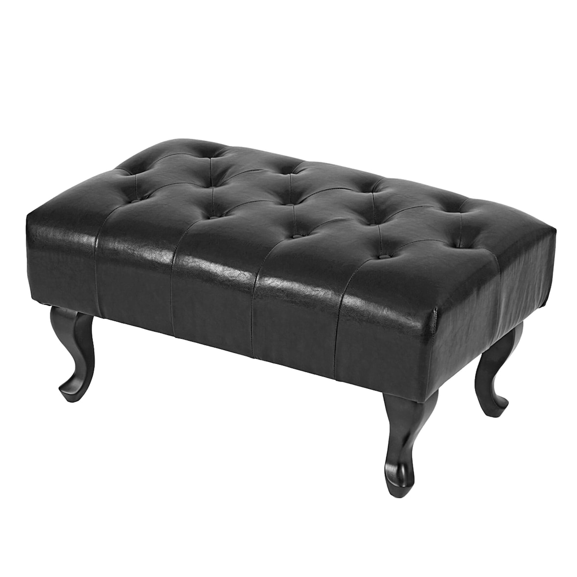 Ottomane Chesterfield, Sitzhocker Fußablage Hocker, Kunstleder 39x77x47cm ~ schwarz
