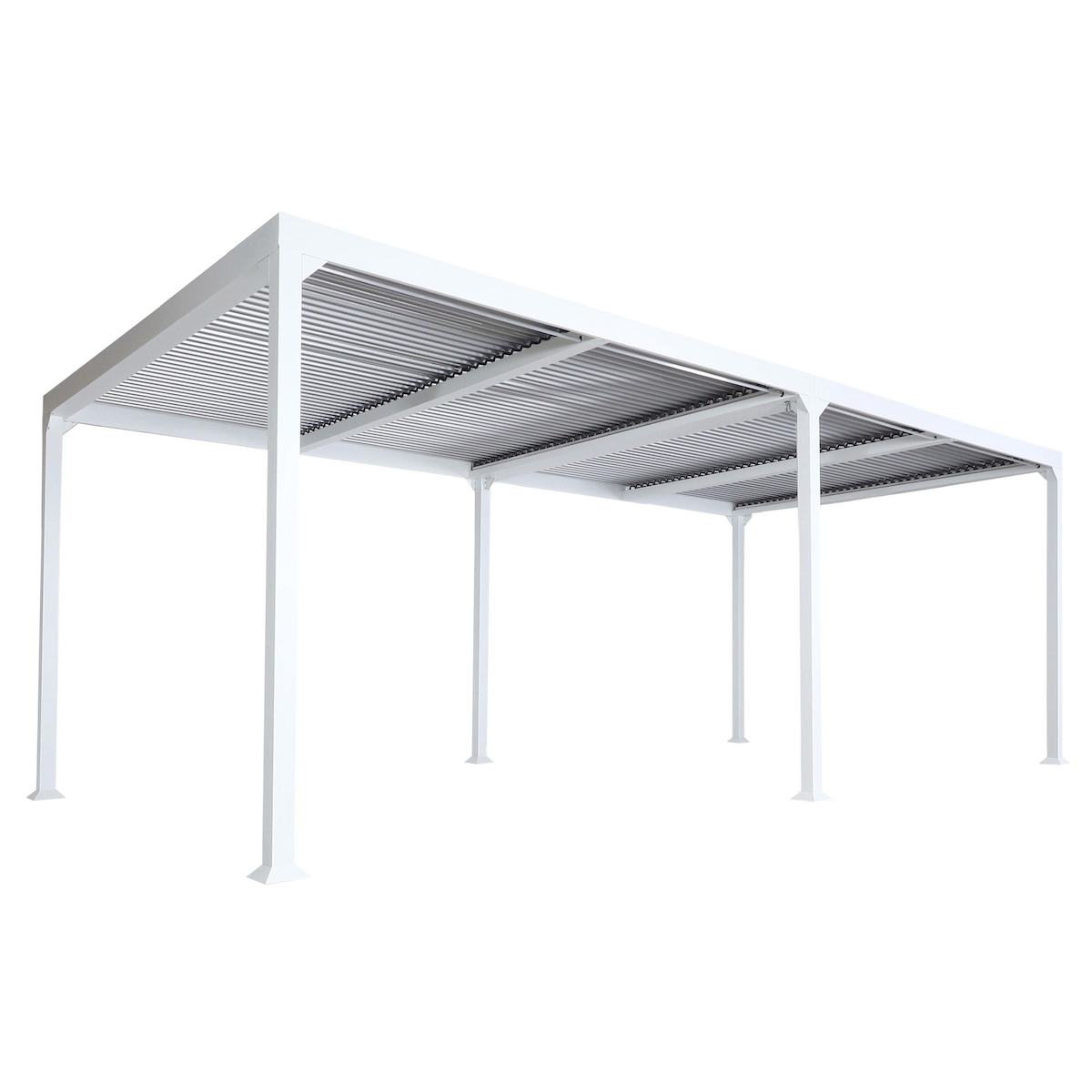 Mendler Alu Pergola HWC-L41, Lamellen-Pavillon Terrassenüberdachung, stabiles 8cm-Metall-Gestell 3x6m ~ weiß