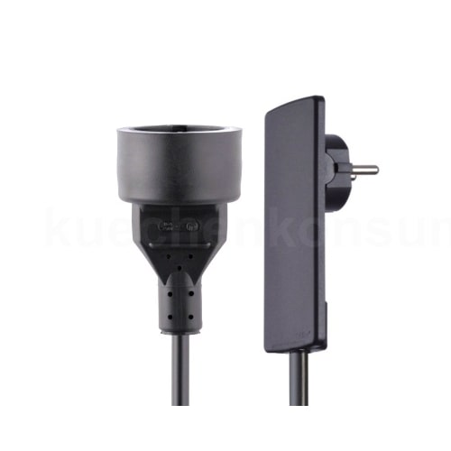 Schulte EVOline Plug 01.551 Flachstecker 1.5 m mit Kupplungsdose schwarz