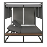 thumbnail of Aluminium Lounge-Gartenliege HWC-M63b, XL Sonnenliege Daybed, 10cm-Polster 200cm ~ dunkelgrau Polster grau
