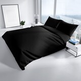 thumbnail of Bettwäsche Baumwolle 220x240 + 2x 80x80 cm Einfarbig Uni Schwarz mit Reißverschluss