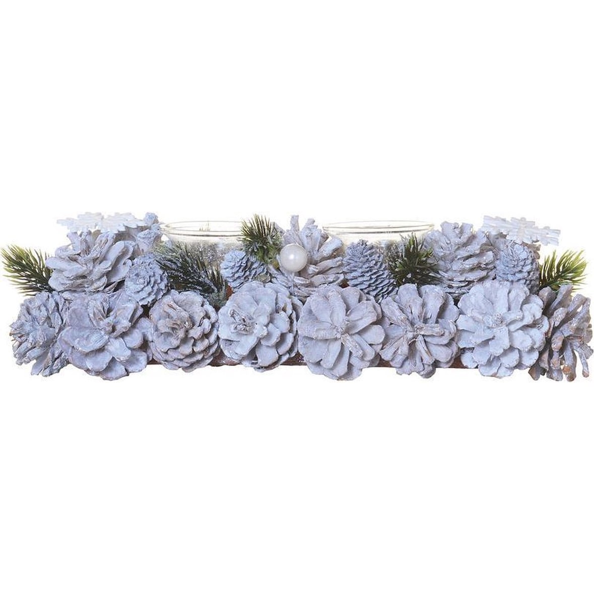 Weihnachtskerzenhalter - Perle | 13 x 9 x 30 cm | Teehalter | Weiß