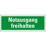 thumbnail of Schild I Rettungszeichen Notausgang freihalten, praxisbewährt, Aluminium, 297x105mm