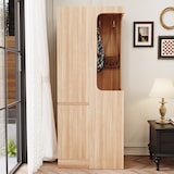 thumbnail of Kleiderschrank 70x40x170 cm Naturholz mit Tür und 4 Schubladen offenem Hängebereich und Fächern platzsparendes Design für Schlafzimmer Büro
