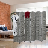 thumbnail of Relaxdays Paravent, 6-teilig, Raumtrenner faltbar, HxB 170x241 cm, Sichtschutz innen, Holz, Papierseil, Trennwand, grau