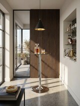 thumbnail of Stehtisch 60x60x105 cm Rund Bartisch Sicherheitsglas Bistrotisch Silber, Moderner Tisch für Bar, Design Partytisch Metall, Hochtisch Messetisch