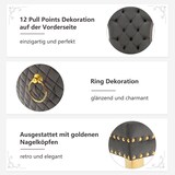 thumbnail of Esszimmerstuhl 95x51x66 cm Samt Grau mit Zugring am Rücken Nagelkopfbesatz, vergoldete Edelstahlbeine, verstellbare Füße, 2er Set
