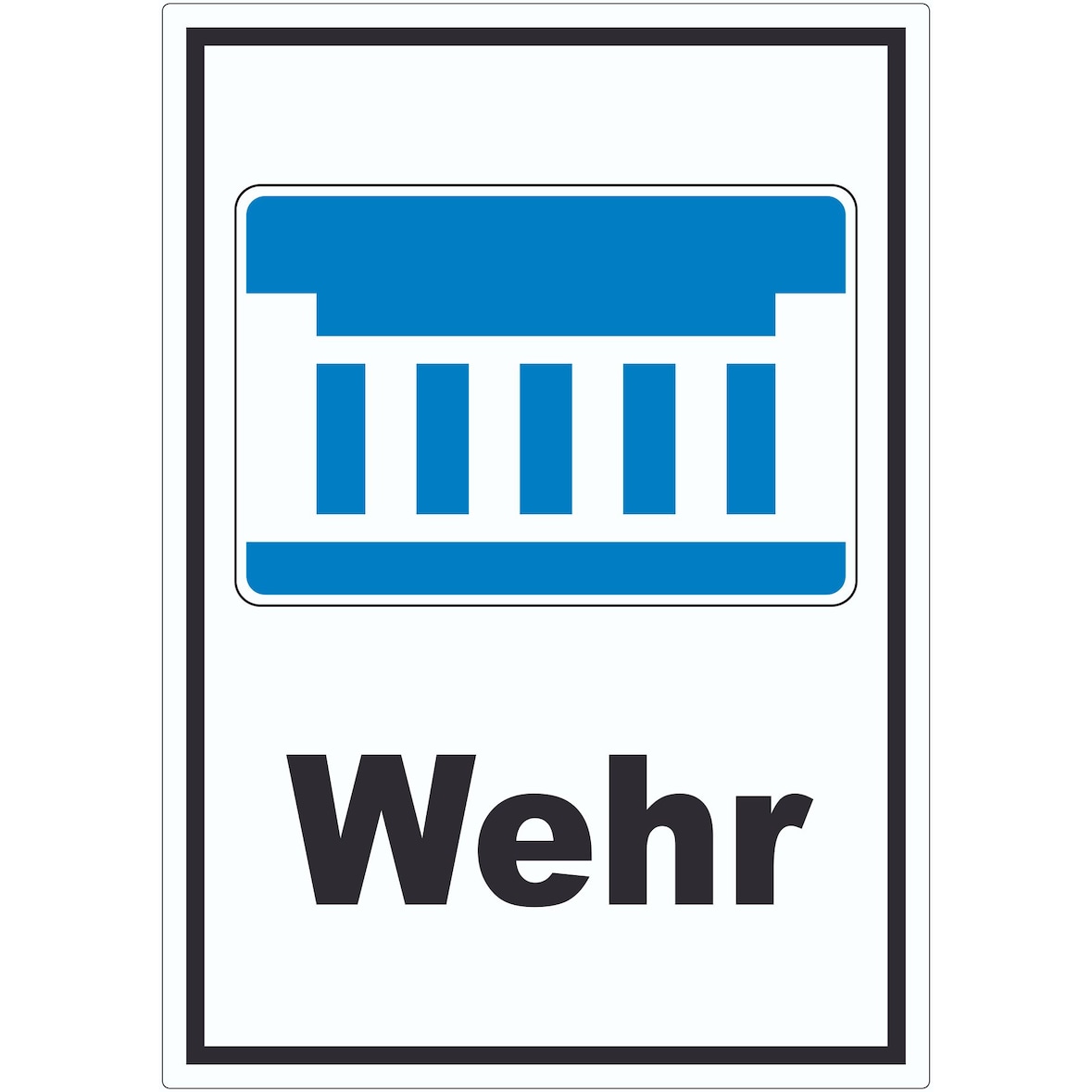 Wehr oder Staustufe Symbol und Text Aufkleber A9 (37x52mm)