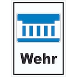 thumbnail of Wehr oder Staustufe Symbol und Text Aufkleber A9 (37x52mm)