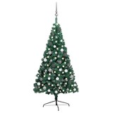 thumbnail of Kunstmatige halve kerstboom met LED's & kerstballen groen 240 cm