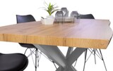 thumbnail of Esstisch Baumkante Holz-Optik Wildeiche 120 x 80 Spider-Gestell silber JOSY