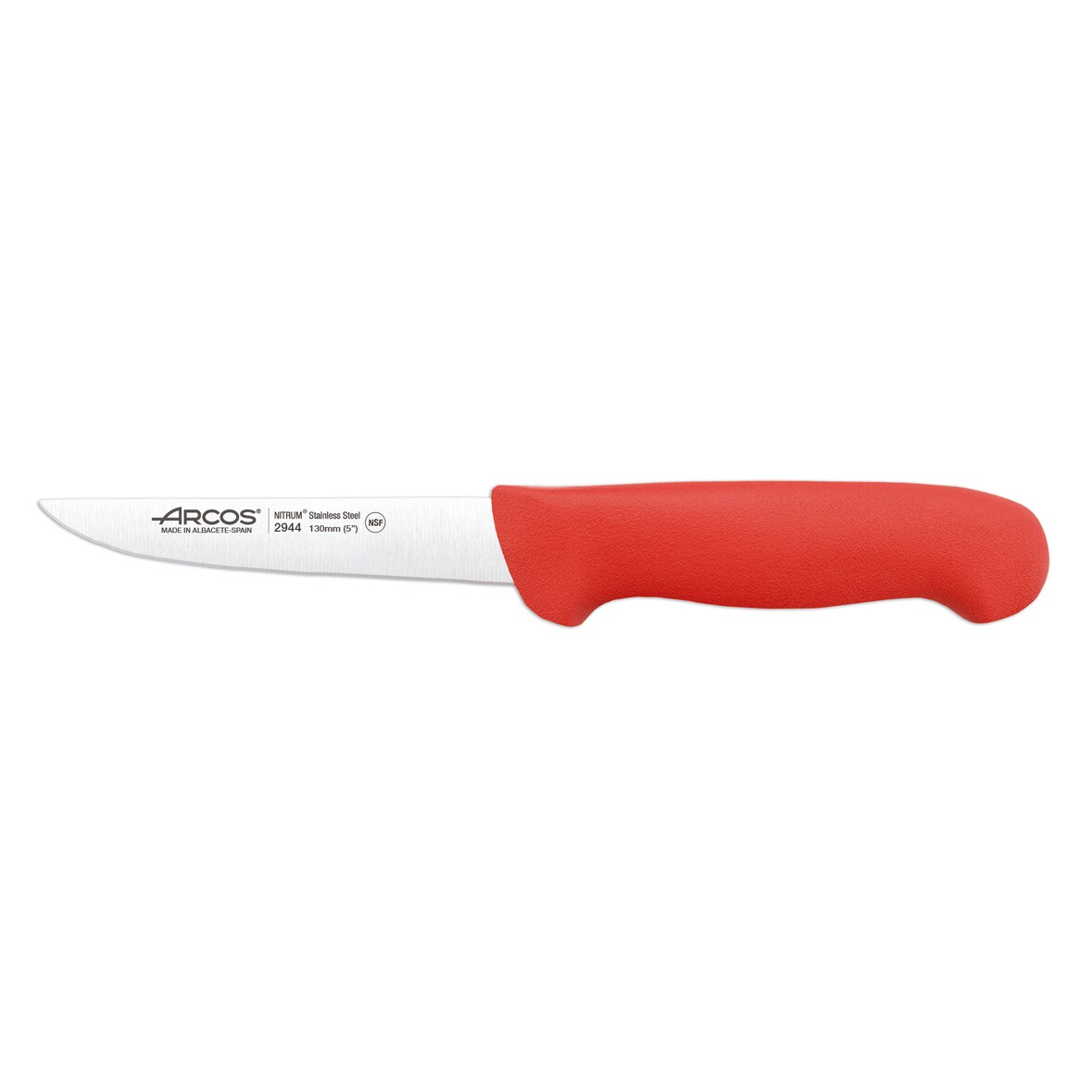 Arcos Cuchillo Deshuesador, Hoja de Acero Inoxidable NITRUM de 130 mm, Mango inyectado en Polipropileno, Color rojo